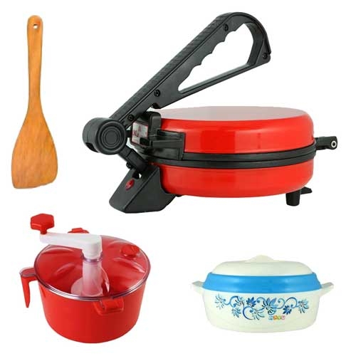 Matangi Red Combo Stainless Steel Roti Maker