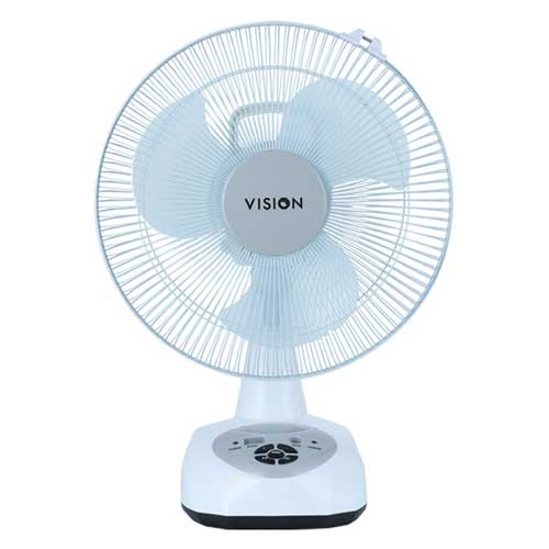 Vision Rechargeable Table Fan 12 Inches White USB charger