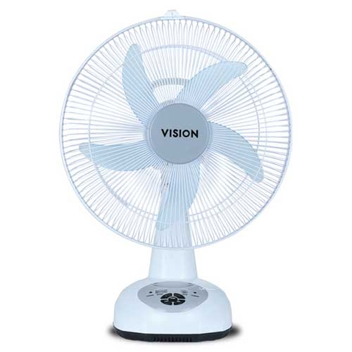 Vision Rechargeable Table Fan 14 Inches White USB charger